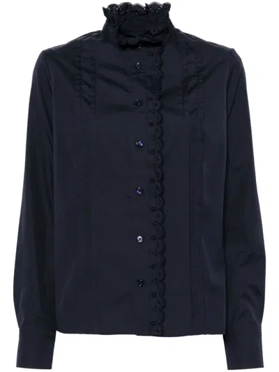 Maison Kitsuné Craft-embroidered Shirt In Blue