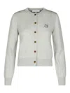 MAISON KITSUNÉ LIGHT GREY WOOL CARDIGAN