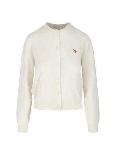 Maison Kitsuné Baby Fox Wool Cardigan In White