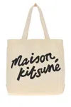 Maison Kitsuné Maison Kitsune Cream Canvas Shopping Bag In Yellow