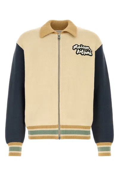 Maison Kitsuné Maison Kitsune Cream Cotton Blend Cardigan In Richvanbreblue