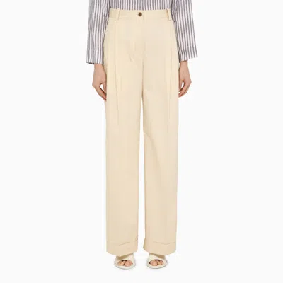 Maison Kitsuné Pleated Straight Pants In White