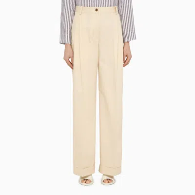 MAISON KITSUNÉ MAISON KITSUNÉ CREAM COTTON TROUSERS