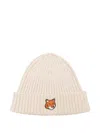 Maison Kitsuné Fox Head Cotton Beanie Accessories In Neutral