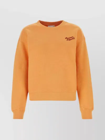 Maison Kitsuné Crew Neck Cotton Sweatshirt In Yellow
