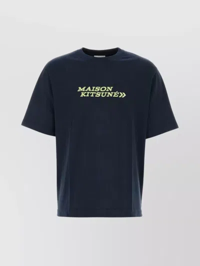 Maison Kitsuné Crew Neck Cotton T-shirt In Blue