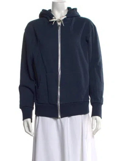 Pre-owned Maison Kitsuné Crew Neck Long Sleeve Hoodie In Blue