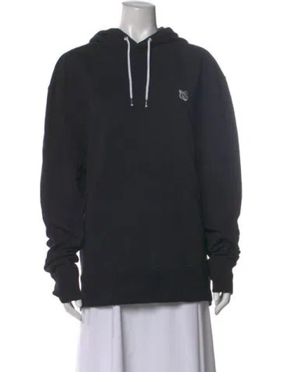 Pre-owned Maison Kitsuné Crew Neck Long Sleeve Hoodie In Blue