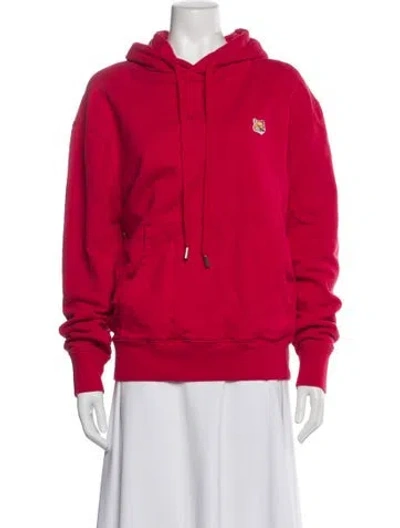 Pre-owned Maison Kitsuné Crew Neck Long Sleeve Hoodie In Red