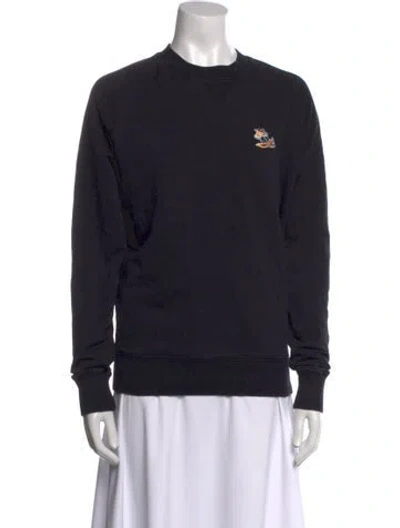 Pre-owned Maison Kitsuné Crew Neck Long Sleeve Sweatshirt In Black
