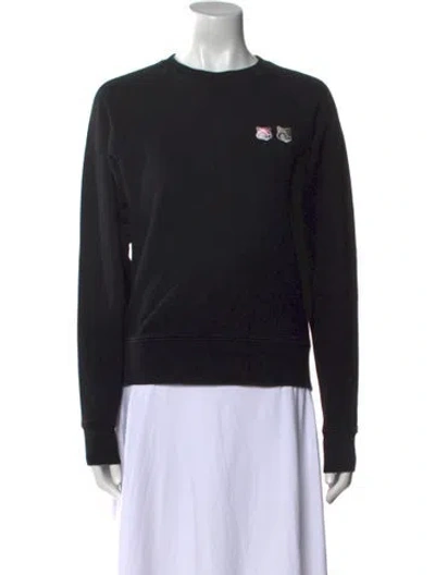 Pre-owned Maison Kitsuné Crew Neck Long Sleeve Sweatshirt In Black