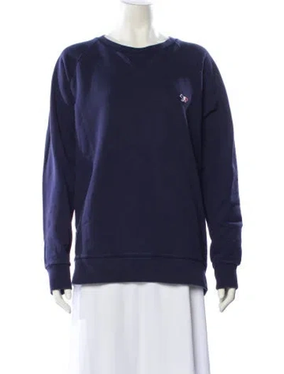Pre-owned Maison Kitsuné Crew Neck Long Sleeve Sweatshirt In Blue