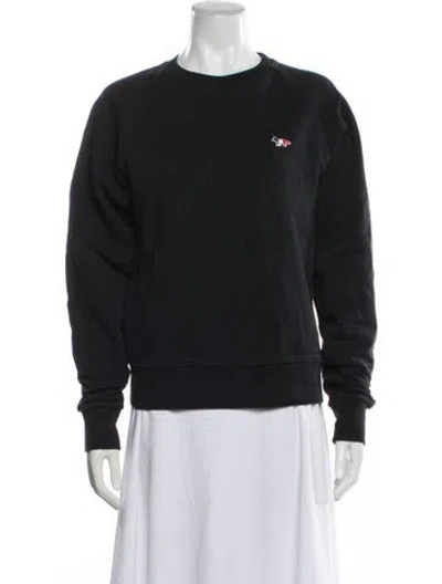 Pre-owned Maison Kitsuné Crew Neck Long Sleeve Sweatshirt In Blue