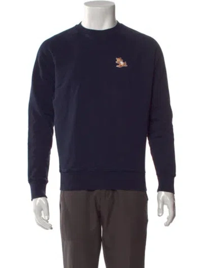 Pre-owned Maison Kitsuné Crew Neck Long Sleeve Sweatshirt In Blue