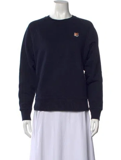 Pre-owned Maison Kitsuné Crew Neck Long Sleeve Sweatshirt In Blue
