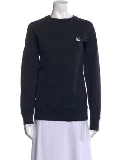Pre-owned Maison Kitsuné Crew Neck Long Sleeve Sweatshirt In Blue