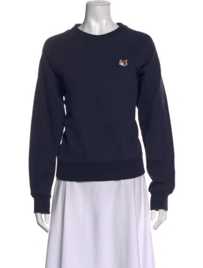 Pre-owned Maison Kitsuné Crew Neck Long Sleeve Sweatshirt In Blue