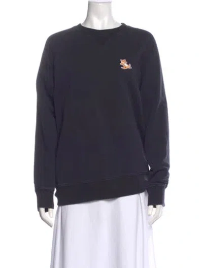 Pre-owned Maison Kitsuné Crew Neck Long Sleeve Sweatshirt In Gray