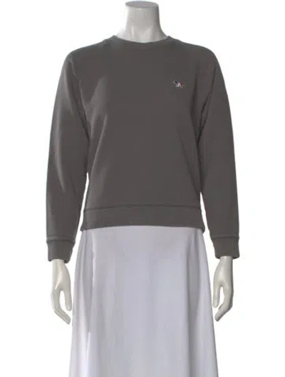 Pre-owned Maison Kitsuné Crew Neck Long Sleeve Sweatshirt In Gray