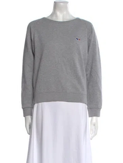 Pre-owned Maison Kitsuné Crew Neck Long Sleeve Sweatshirt In Gray