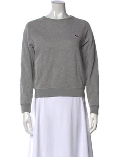 Pre-owned Maison Kitsuné Crew Neck Long Sleeve Sweatshirt In Gray