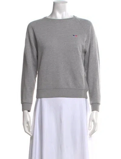 Pre-owned Maison Kitsuné Crew Neck Long Sleeve Sweatshirt In Gray