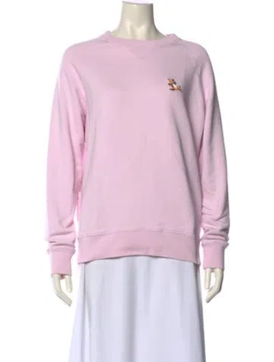 Pre-owned Maison Kitsuné Crew Neck Long Sleeve Sweatshirt In Pink