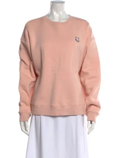 Pre-owned Maison Kitsuné Crew Neck Long Sleeve Sweatshirt In Pink