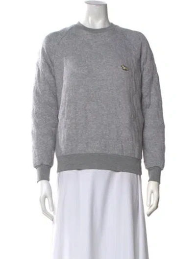 Pre-owned Maison Kitsuné Crew Neck Long Sleeve Sweatshirt In Purple