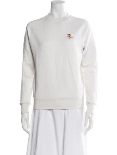 Pre-owned Maison Kitsuné Crew Neck Long Sleeve Sweatshirt In White