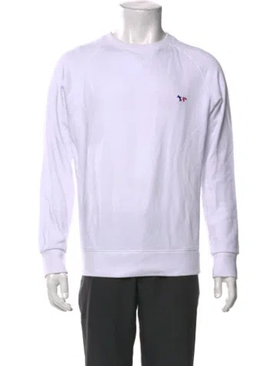 Pre-owned Maison Kitsuné Crew Neck Long Sleeve Sweatshirt In White