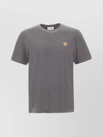 Maison Kitsuné Crew Neck Regular Fit Cotton T-shirt In Grey