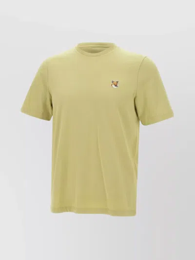 Maison Kitsuné Crew Neck Regular Fit Cotton T-shirt In Yellow