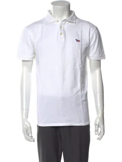Pre-owned Maison Kitsuné Crew Neck Short Sleeve Polo Shirt In White