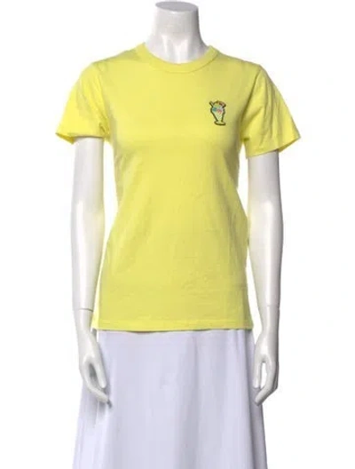 Pre-owned Maison Kitsuné Crew Neck Short Sleeve T-shirt In Yellow