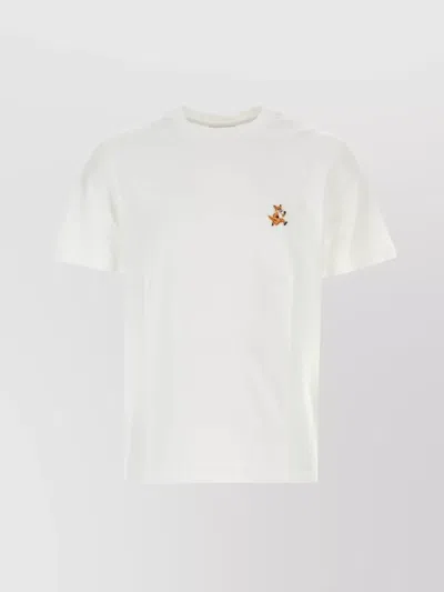 Maison Kitsuné Crew Neck Short Sleeves Cotton T-shirt In White