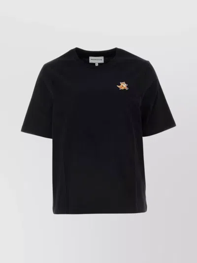 Maison Kitsuné Crew Neck Short Sleeves Cotton T-shirt In Black