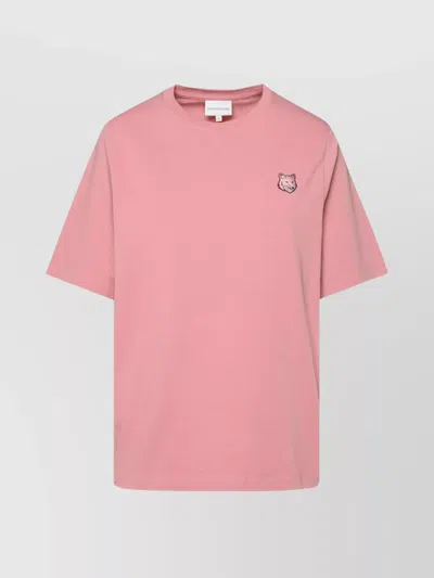 Maison Kitsuné Crew Neck Short Sleeves Cotton T-shirt In Pink