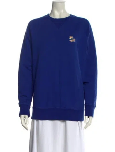Pre-owned Maison Kitsuné Crew Neck Sweater In Blue