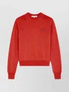 Maison Kitsuné Crew-neck Sweater Fox Patch In Red