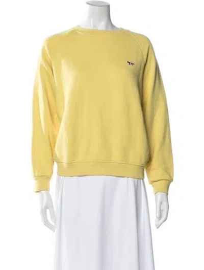 Pre-owned Maison Kitsuné Crew Neck Sweater In Yellow