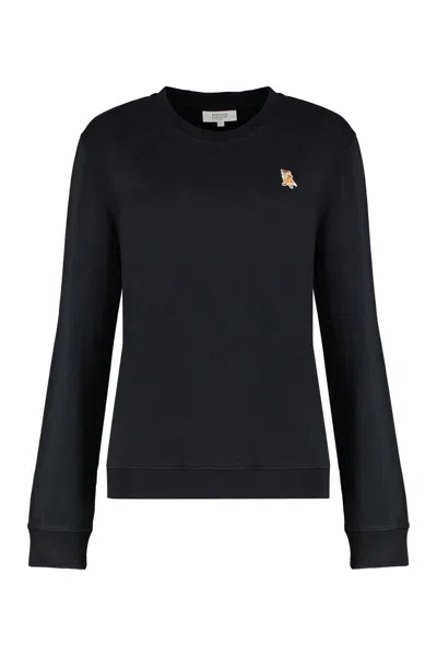 Maison Kitsuné Crew Neck Sweatshirt In Cotton In Black