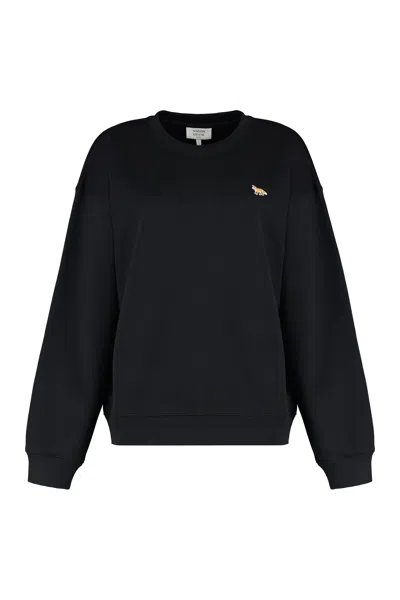 Maison Kitsuné Crew Neck Sweatshirt In Cotton In Black