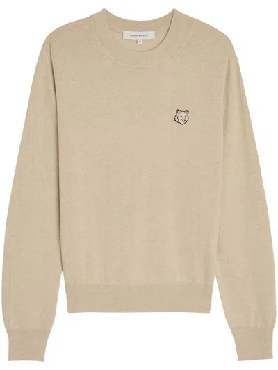 Maison Kitsuné Wool Regular Jumper In Beige