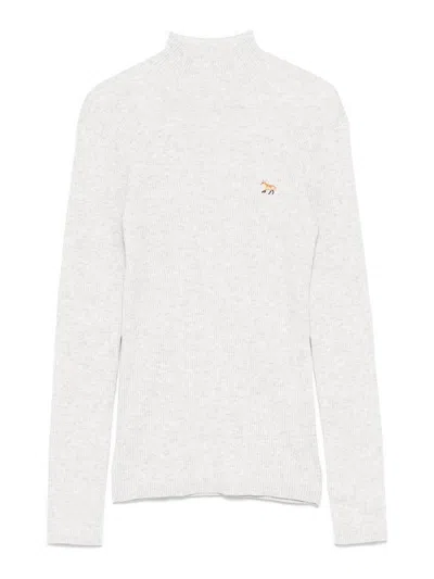 Maison Kitsuné Gray Baby Fox Patch Turtleneck In H120 Light Grey Mela