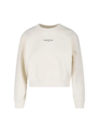 Maison Kitsuné Crewneck Logo Sweatshirt In White