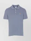 Maison Kitsuné Crewneck Ribbed Collar Short Sleeves Polo In Hellblau