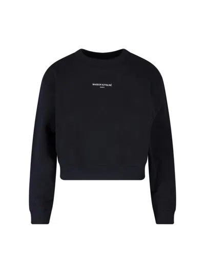 Maison Kitsuné Crewneck Sweatshirt Logo In Black