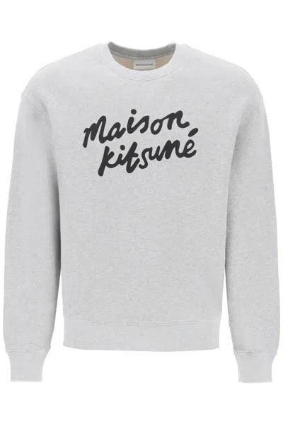 Maison Kitsuné Gray Handwriting Sweatshirt In Grey
