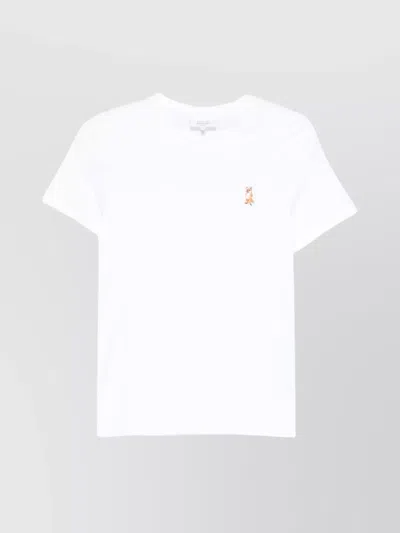 Maison Kitsuné Crewneck Top Embroidered Detail In White